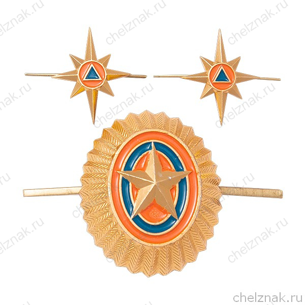 Кокарда и 2 петличные эмблемы МЧС нового образца 2020 г.