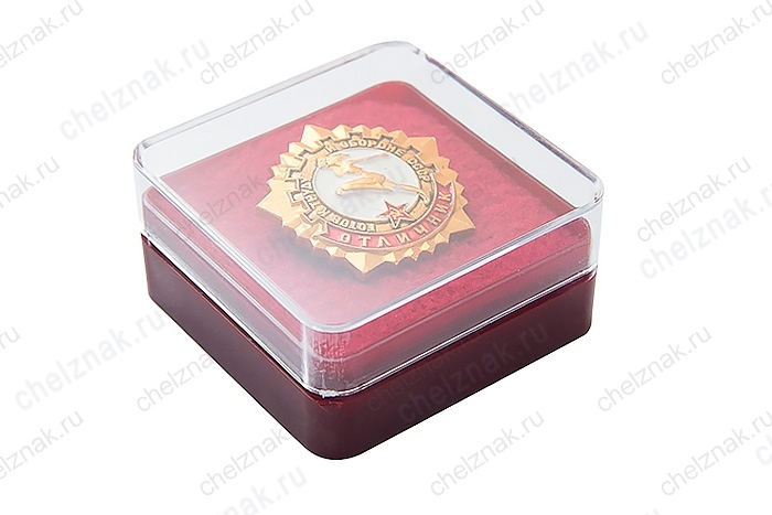 Футляр под значок пластиковый (внутр. 33х33 мм) бордо