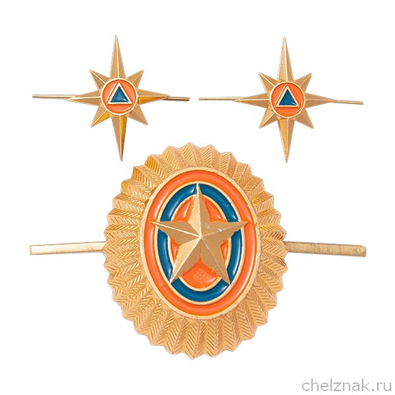 Кокарда и 2 петличные эмблемы МЧС нового образца 2020 г.