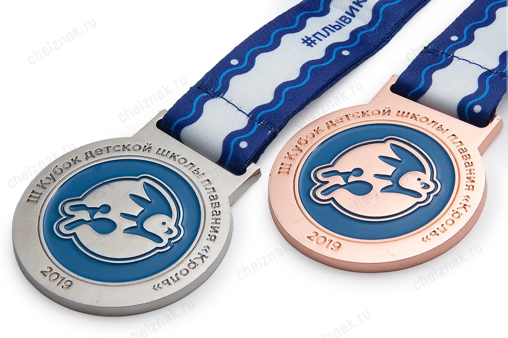 3D фото награды Медаль спортивная, на ленте III Кубок детской школы плавания «Кроль» 2 место (серебро), 2