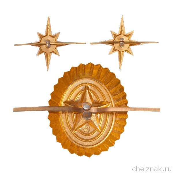 Реверс награды Кокарда и 2 петличные эмблемы МЧС нового образца 2020 г.