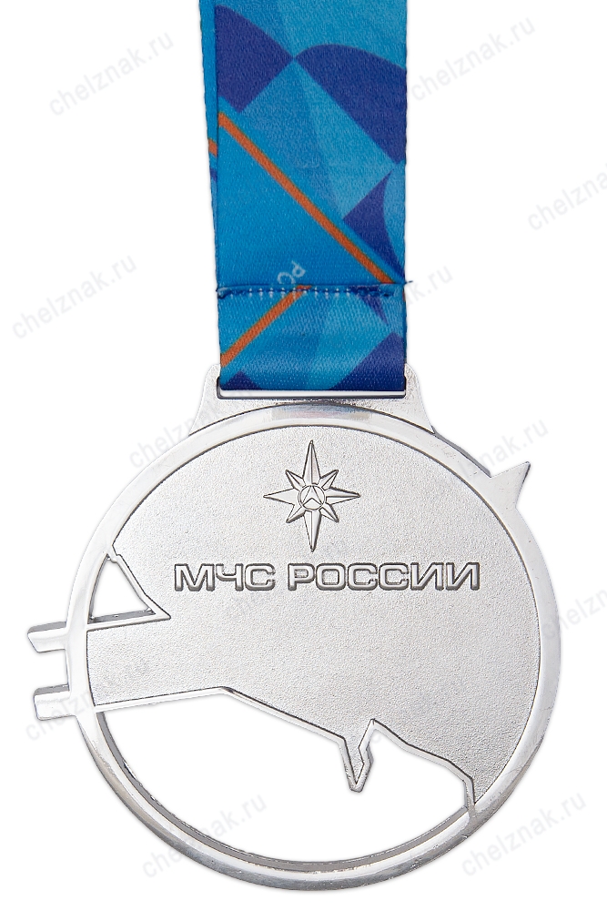 Реверс награды Медаль спортивная, на ленте «МЧС России»